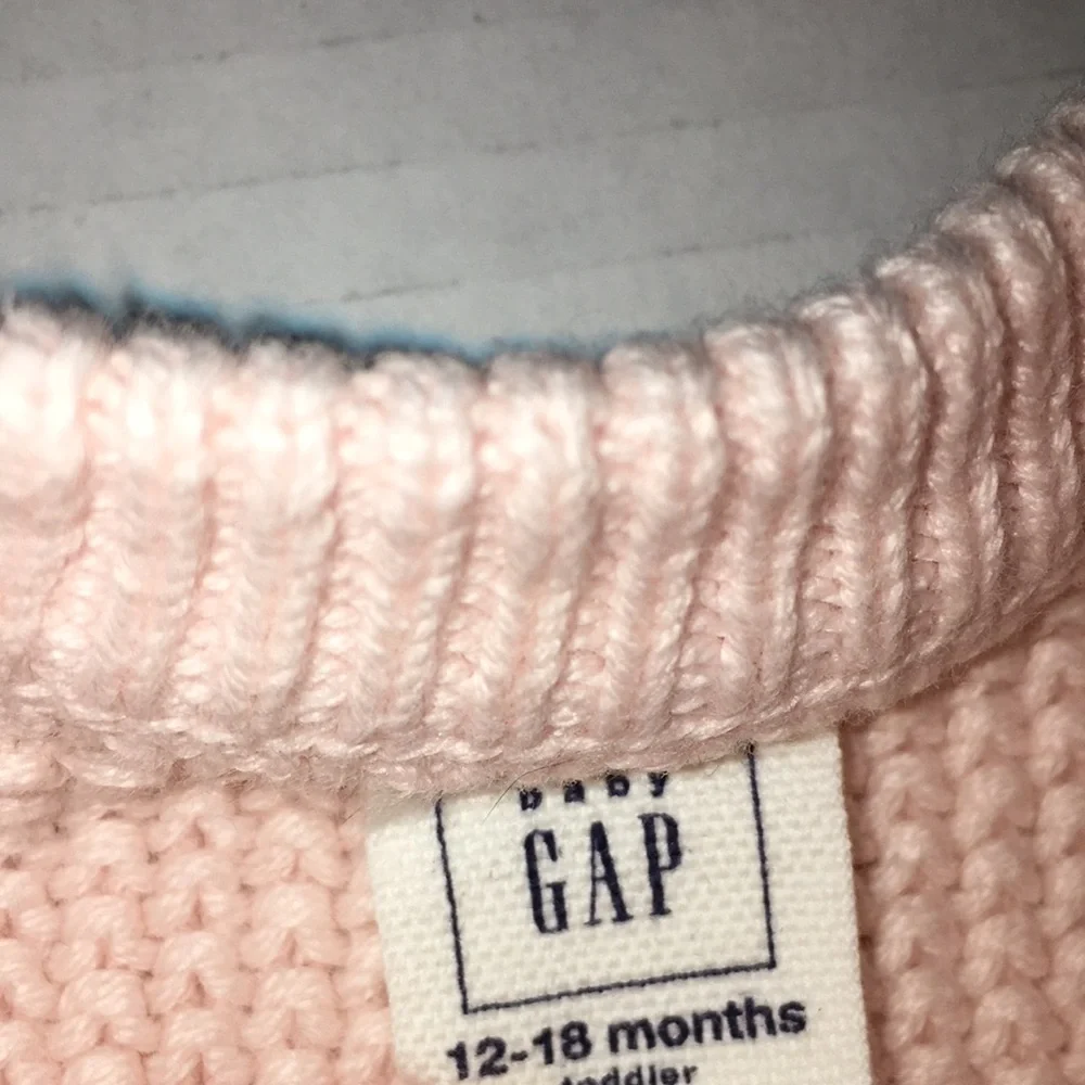 Baby Gap Chunky Pink Toddler Girl Sweater With Ruffle Hem | Size 12-18 Months